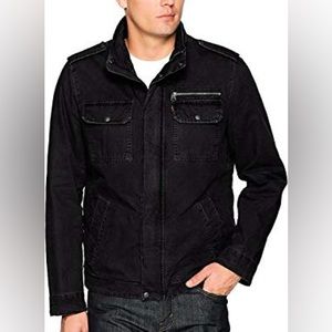 Levi's Men's Washed Cotton Two Pocket Sherpa Lined Military Jacket (Black)